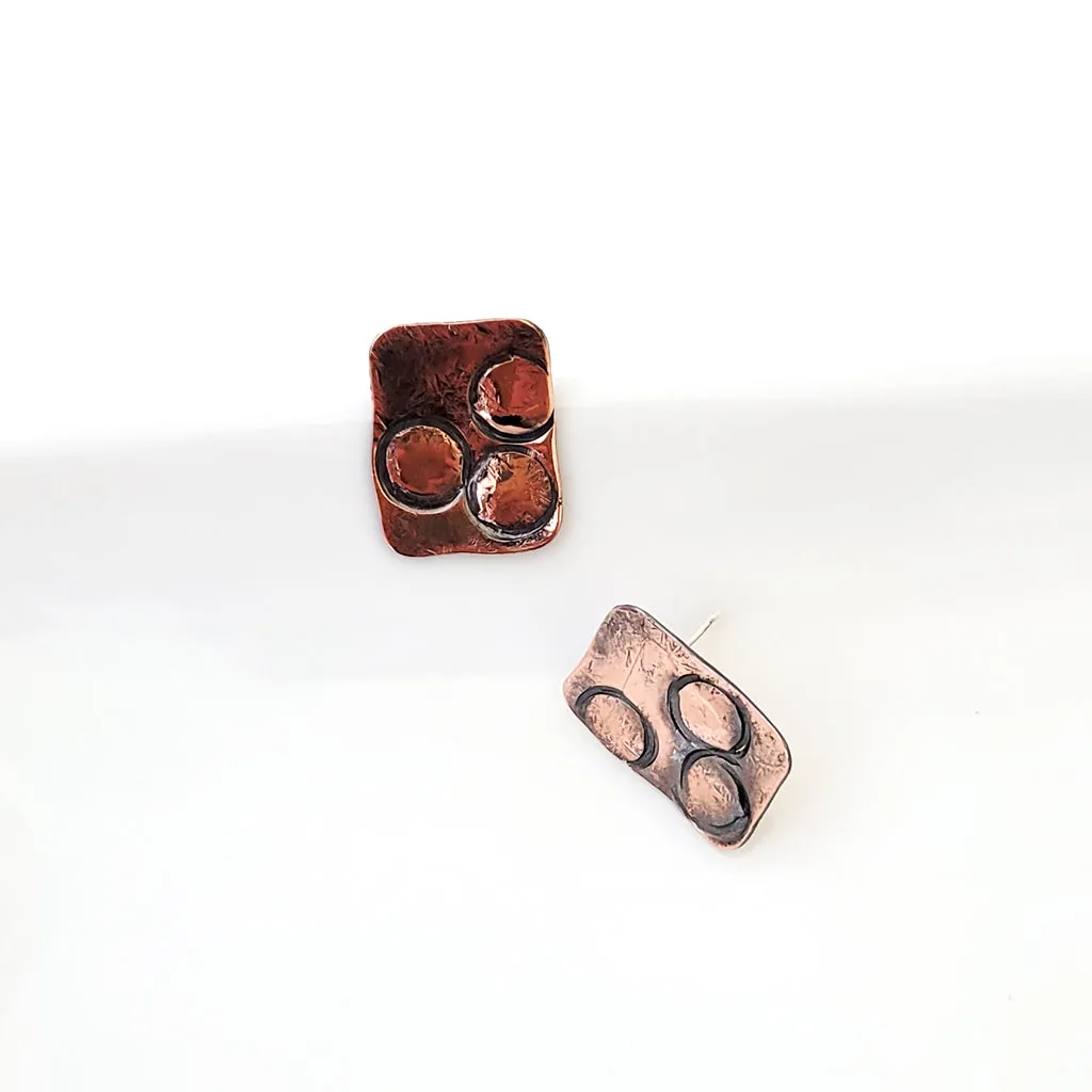 Circle Art in Copper - Post Earrings