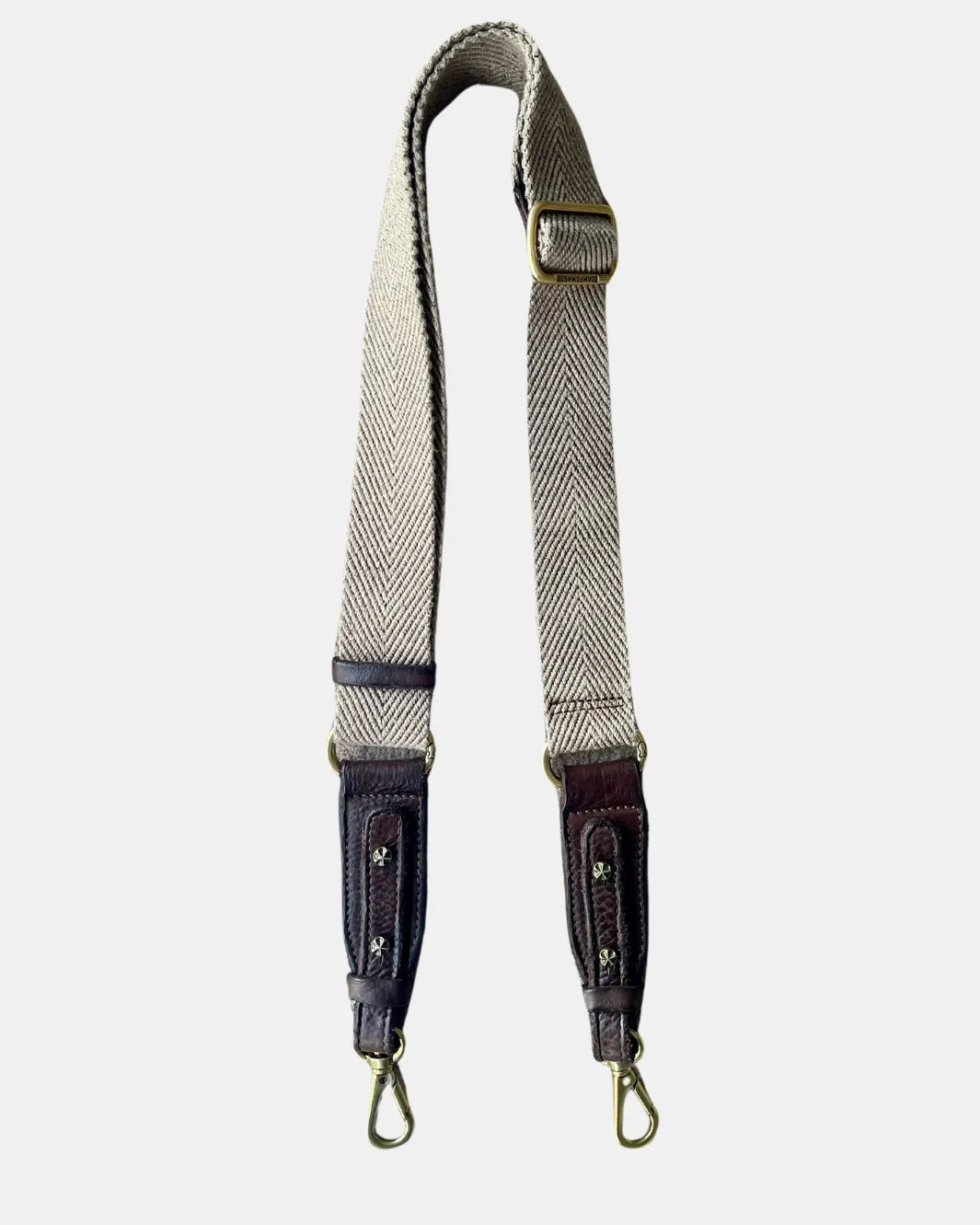 CLASSIC FABRIC SHOULDER STRAP IN BROWN LEATHER