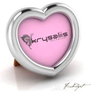 Classic Heart Sterling Silver Baby Picture Frame - Pink Stand