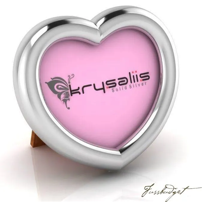 Classic Heart Sterling Silver Baby Picture Frame - Pink Stand