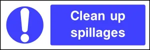 Clean up spillages safety sign