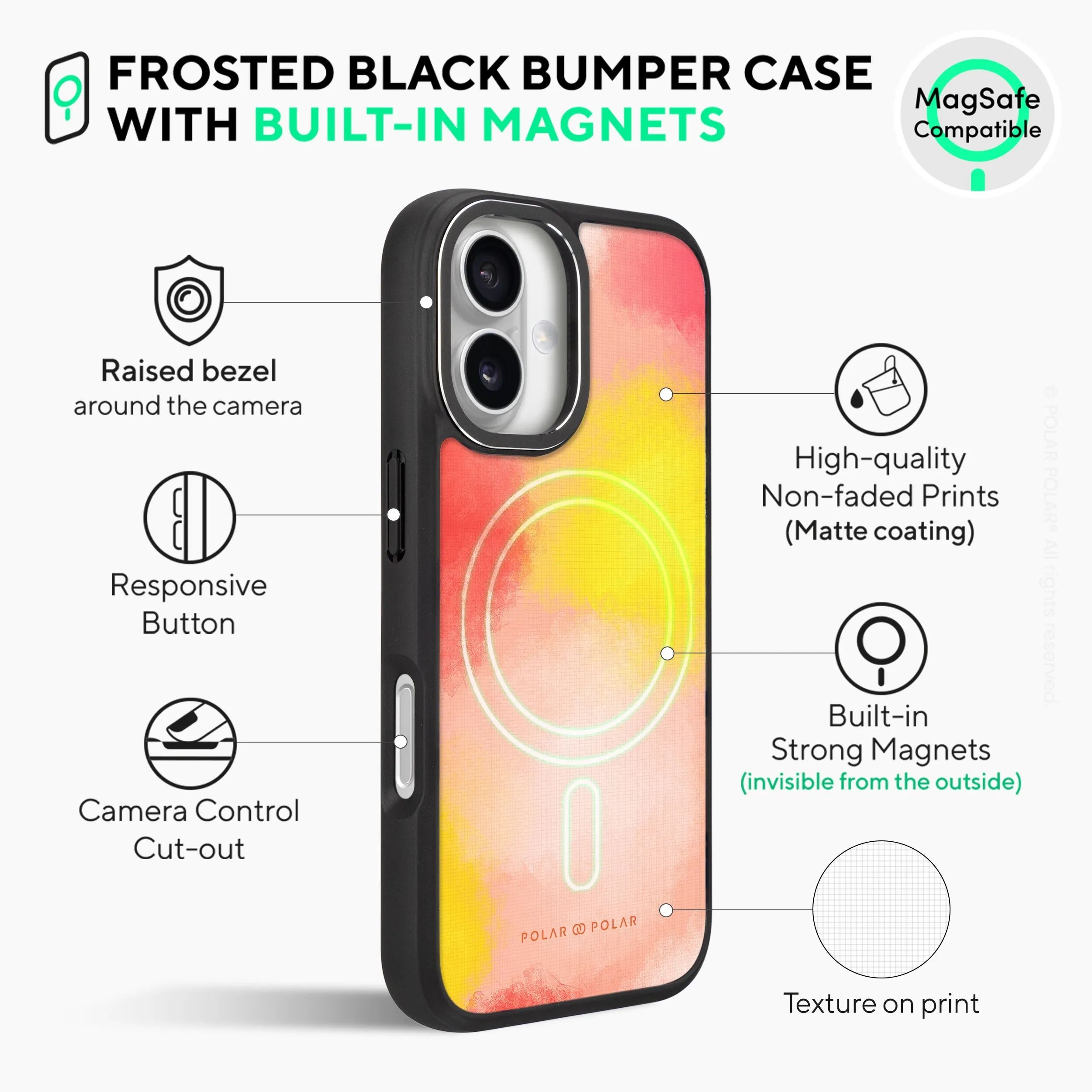 Clouds in Fall - iPhone 16 Frosted Black Bumper MagSafe Case