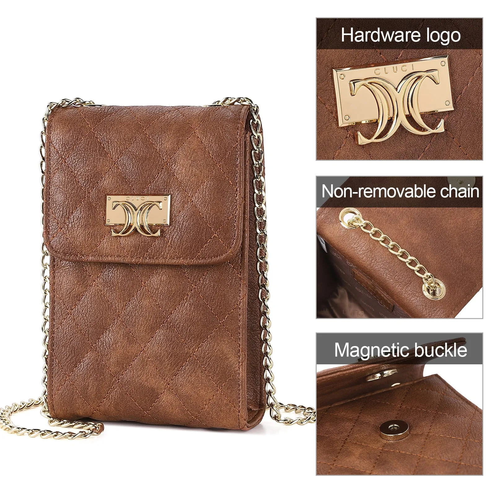 CLUCI Crossbody Cellphone Purse for Women Trendy Phone Wallet Flap Case Small Bags Satchels Wallet with Adjustable Straps