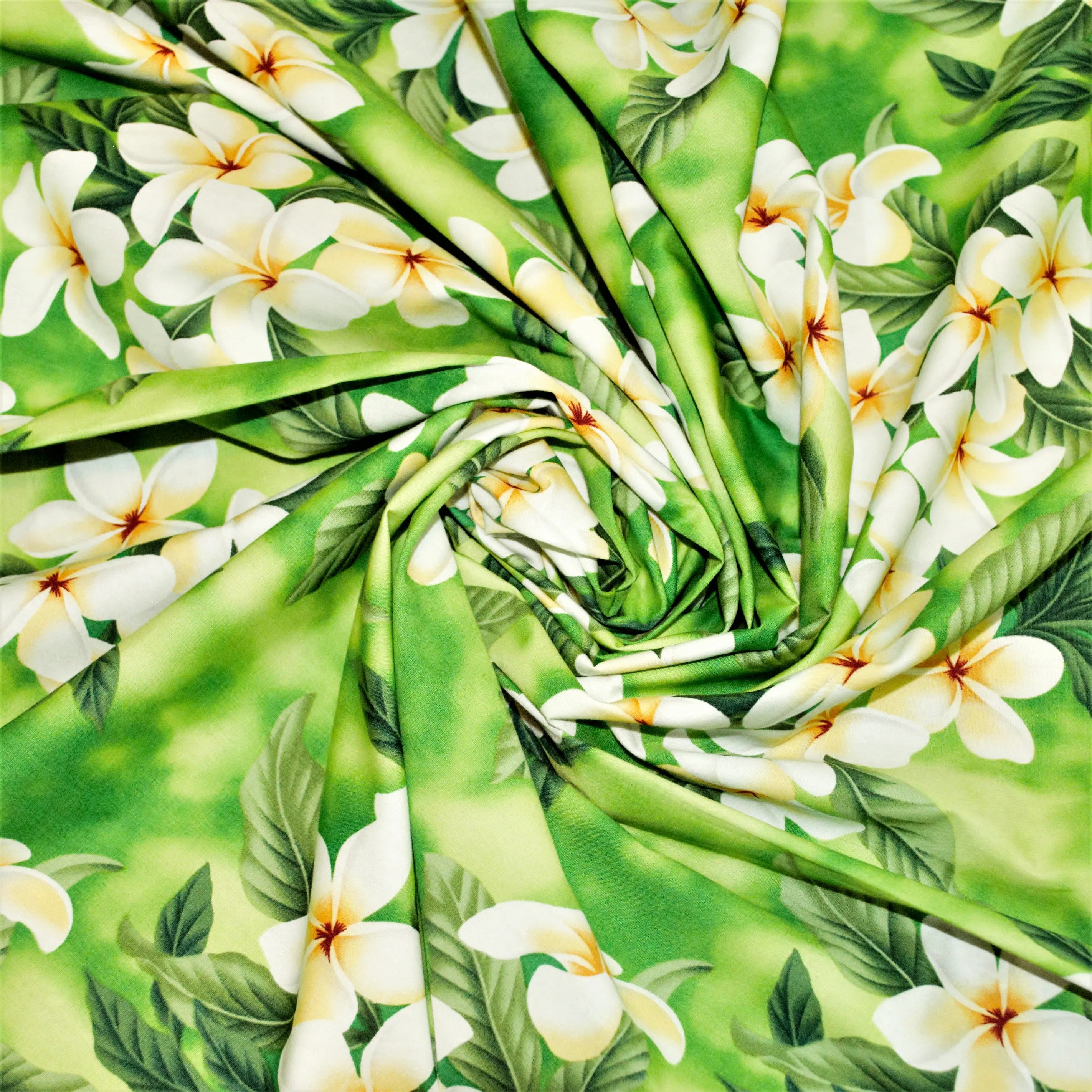Clustered Plumeria on Lime Background