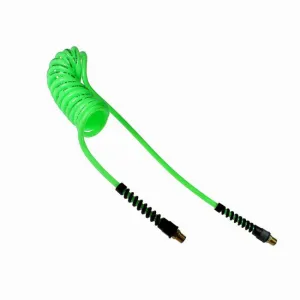Coilhose PU316-10A-G Flexcoil, 3/16" x 10', 1/4" NPT Rigid & Swivel Strain Relief Fittings, Green