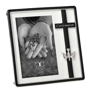 Confirmation Frame Black with Cross and Holy Spirit Dove 7 1/2"  (fits 4x6 picture)