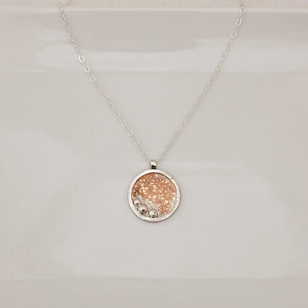 Contemporary Patterned Circle with Sterling Beads - Necklace