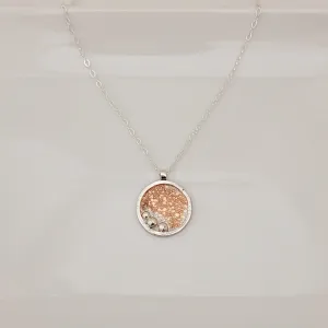 Contemporary Patterned Circle with Sterling Beads - Necklace
