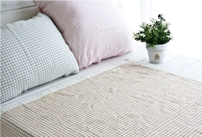 Cotton Double Gauze Soft Plaid - Pink, Beige or Gray - By the Yard (47 x 36") 40184 54464-1