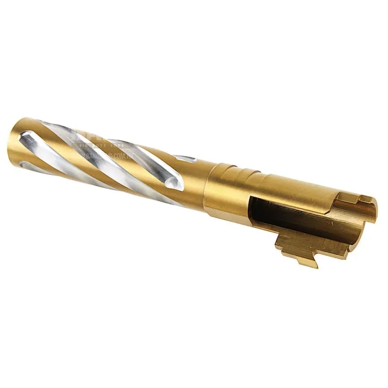 COWCOW Technology Tornado Stainless Steel Threaded Outer Barrel for Tokyo Marui Hi-Capa 5.1 GBB Series (.45 marking) - Gold