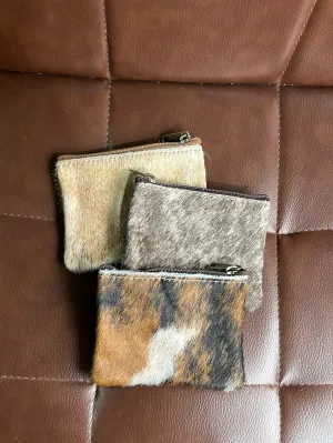Cowhide Zipper Pouch