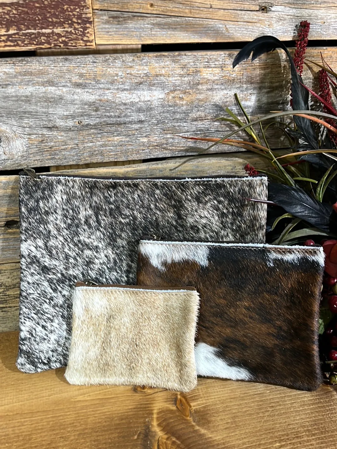 Cowhide Zipper Pouch