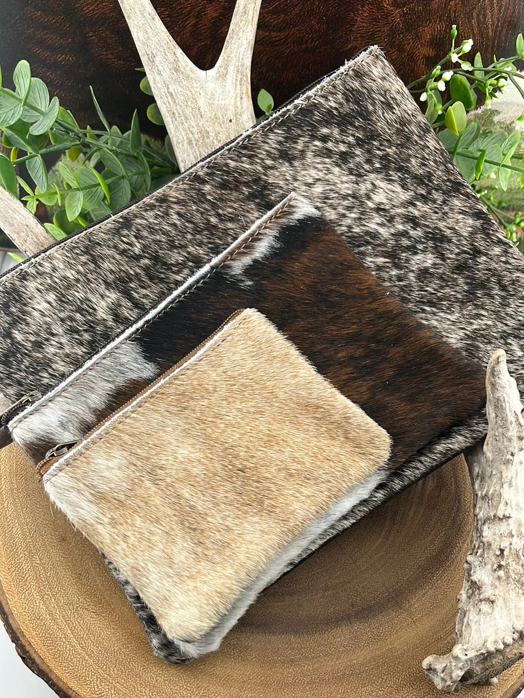 Cowhide Zipper Pouch