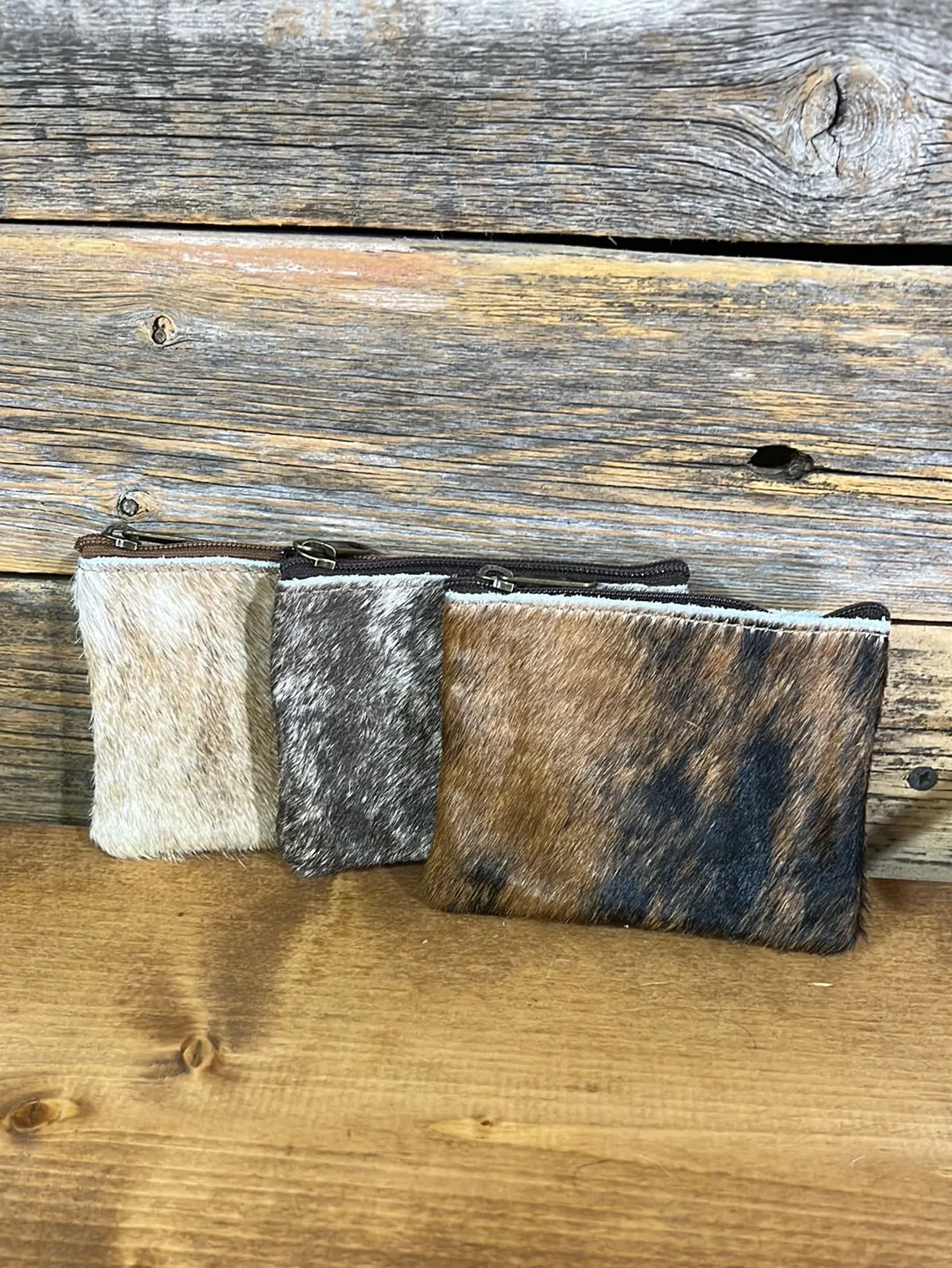 Cowhide Zipper Pouch
