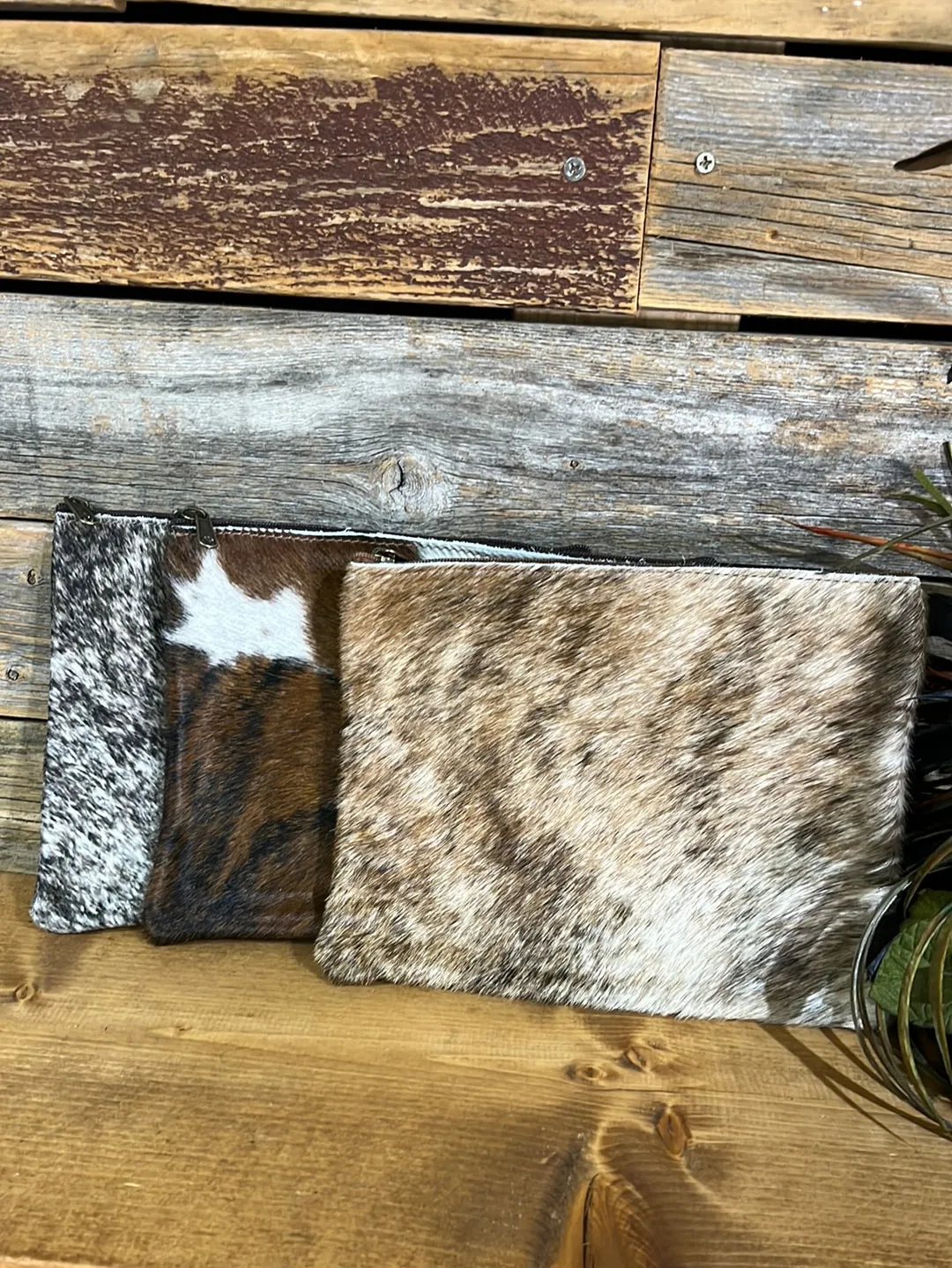 Cowhide Zipper Pouch