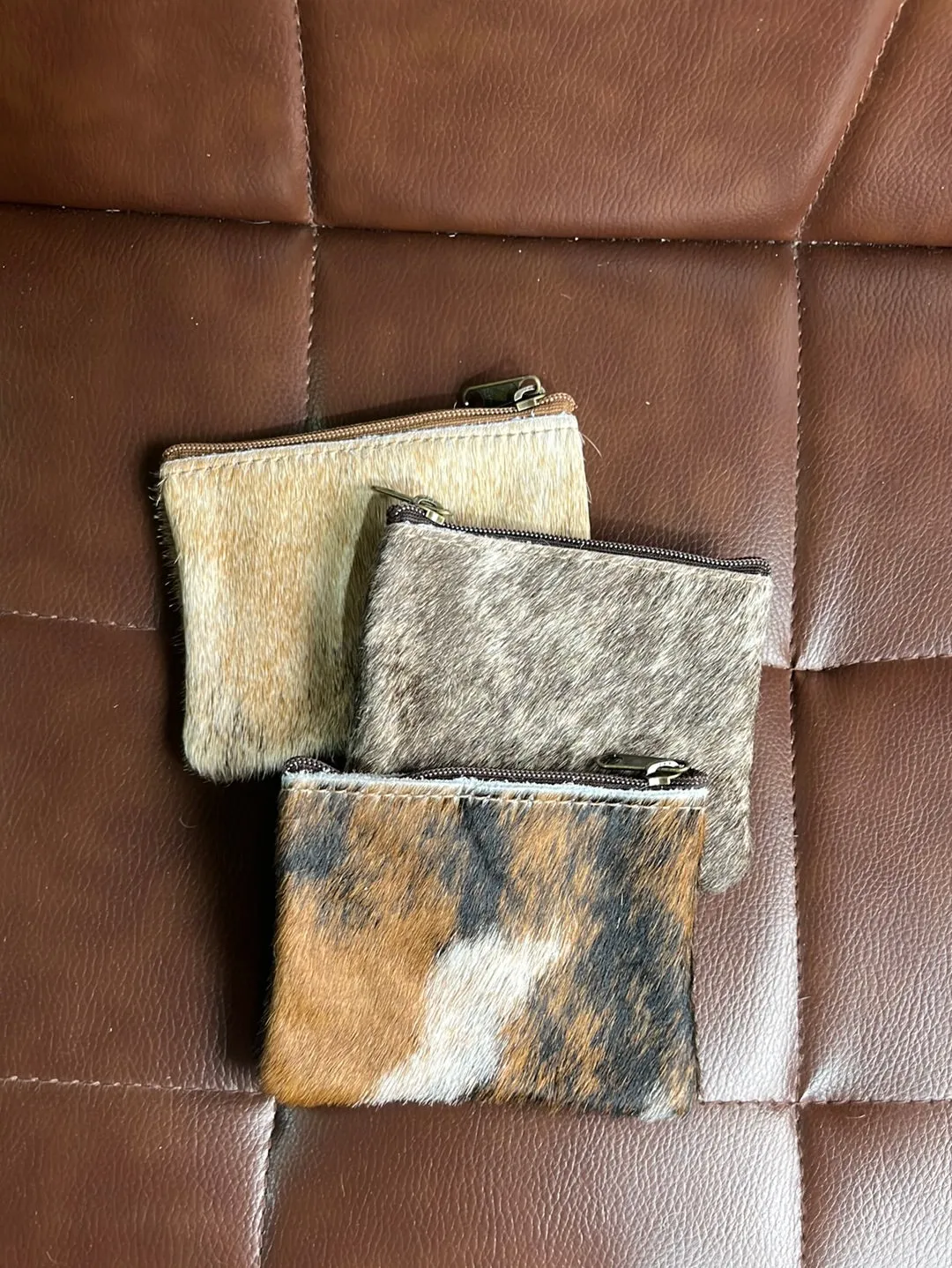 Cowhide Zipper Pouch