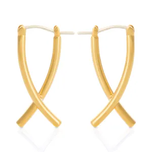 Crossed Dangle Hoop Earrings BTS Same style