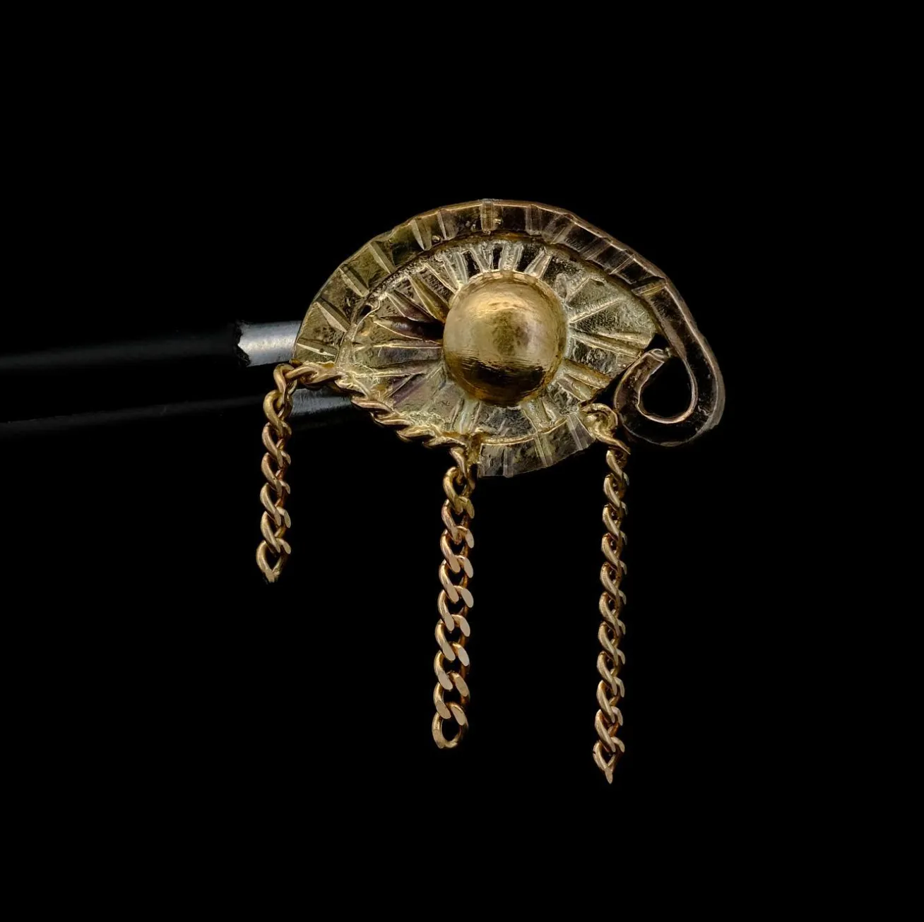 Crying Eye #2 - Yellow Gold - 14ga Threaded End with Chains