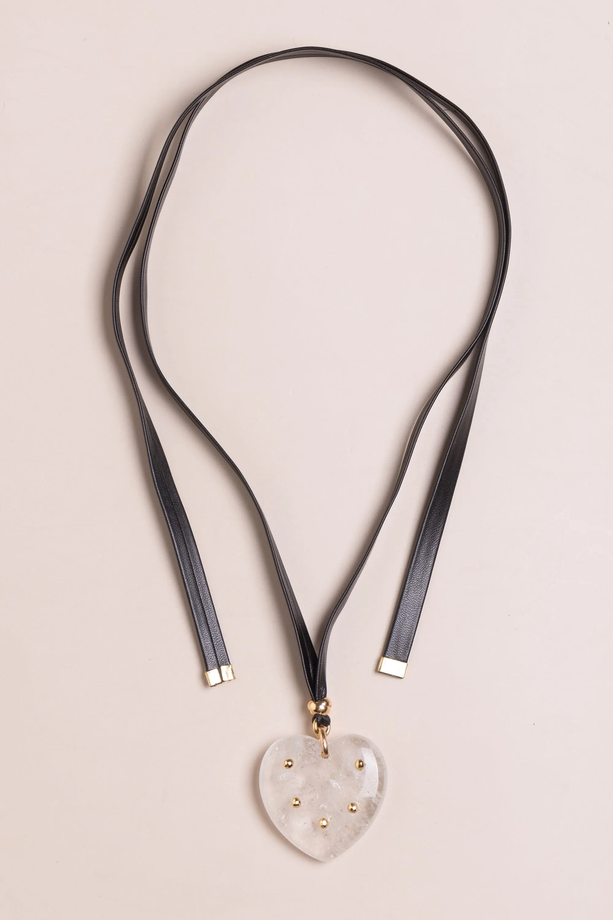 Crystal Heart Ribbon Necklace