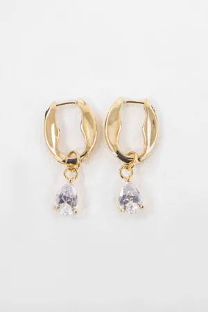 Crystal Tear Hoop Earrings