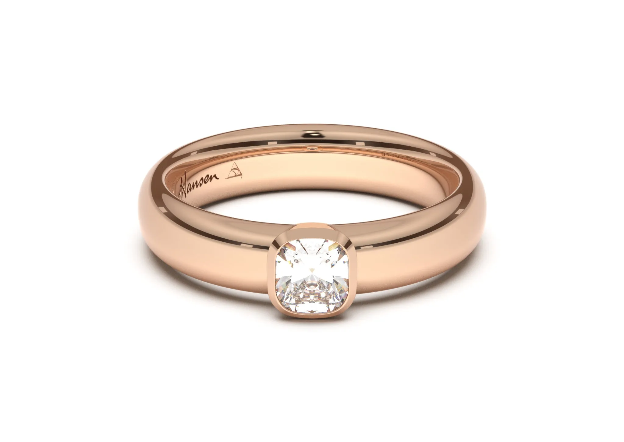 Cushion Elegant Engagement Ring, Red Gold