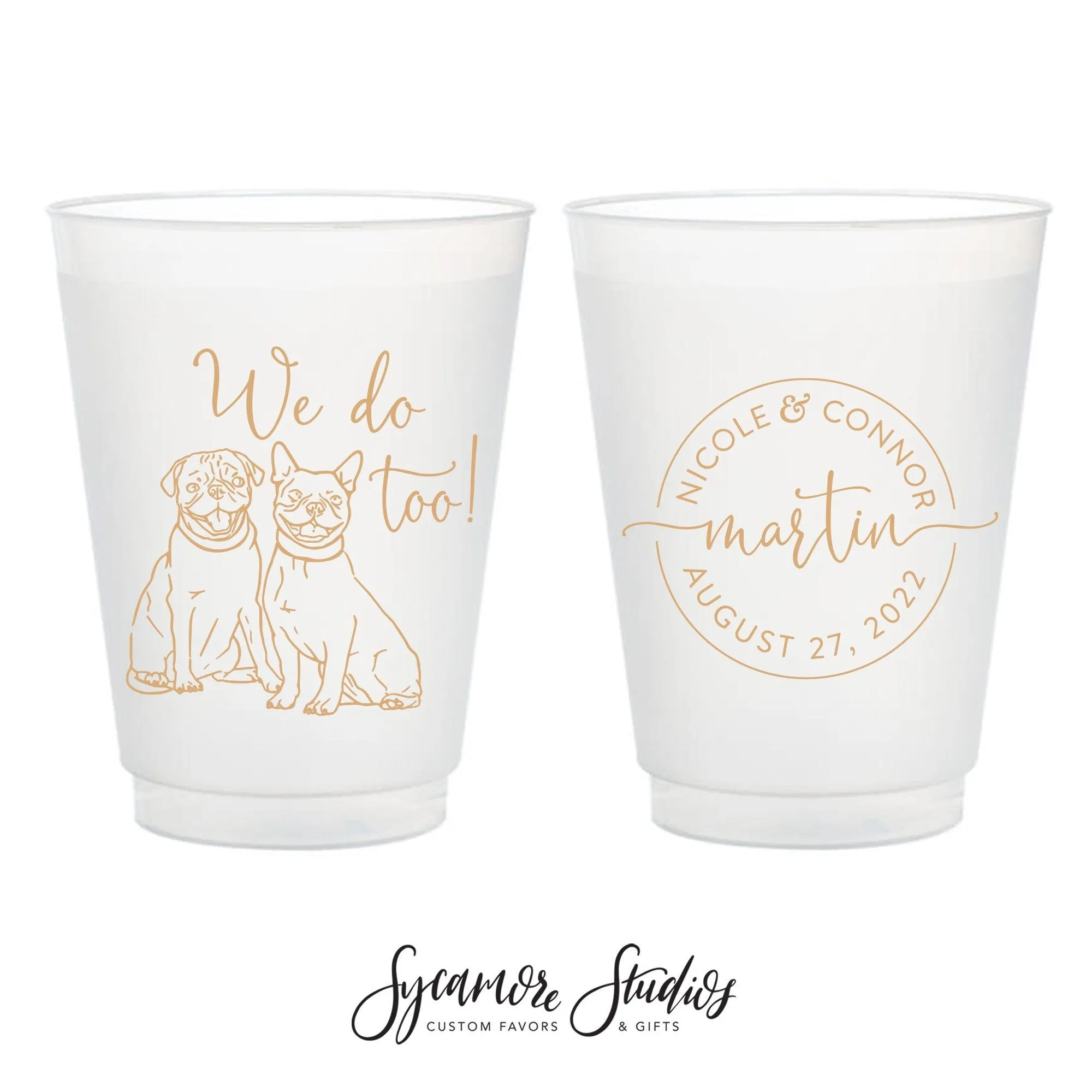 Custom Pet Illustration - Monogram - 12oz or 16oz Frosted Unbreakable Plastic Cup #190