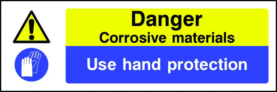 Danger Corrosive Materials Use Hand Protection Sign