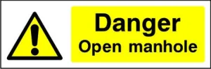Danger Open manhole safety sign