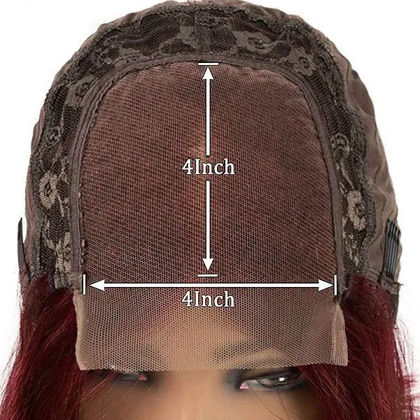 Dark 99J Burgundy Jerry Curly 4x4 5x5 6x6 Glueless Lace Closure Wig 100% Human Hair