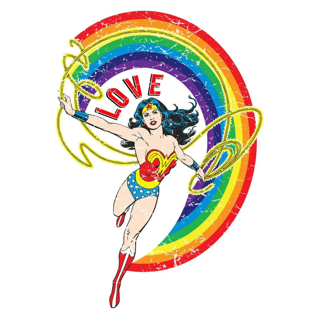 DC Comics Wonder Woman Rainbow Love Official Men's T-shirt (White)