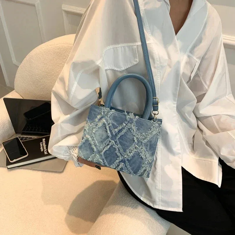 Denim Messenger Bag Summer Trendy Crossbody Handbag
