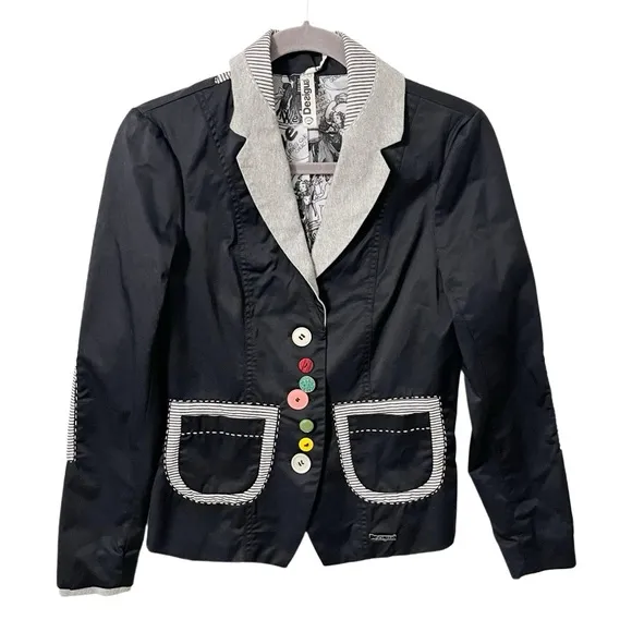 Desigual Blazer Women's XS 36 Abrig Barbara Arts &amp; Crafts 4 Every Body Jacket