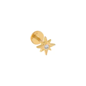 Diamond Starburst Threaded Stud Earring 14K