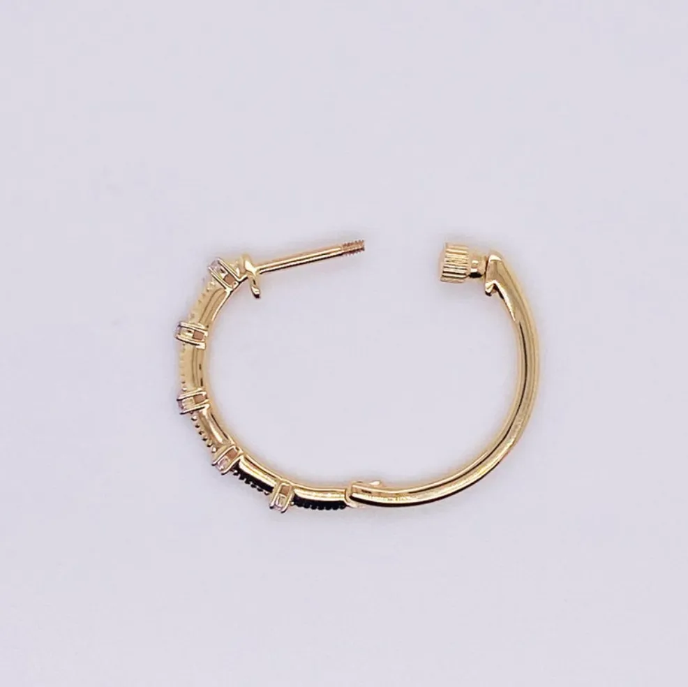 Diamond Station Threaded Hoop Earrings