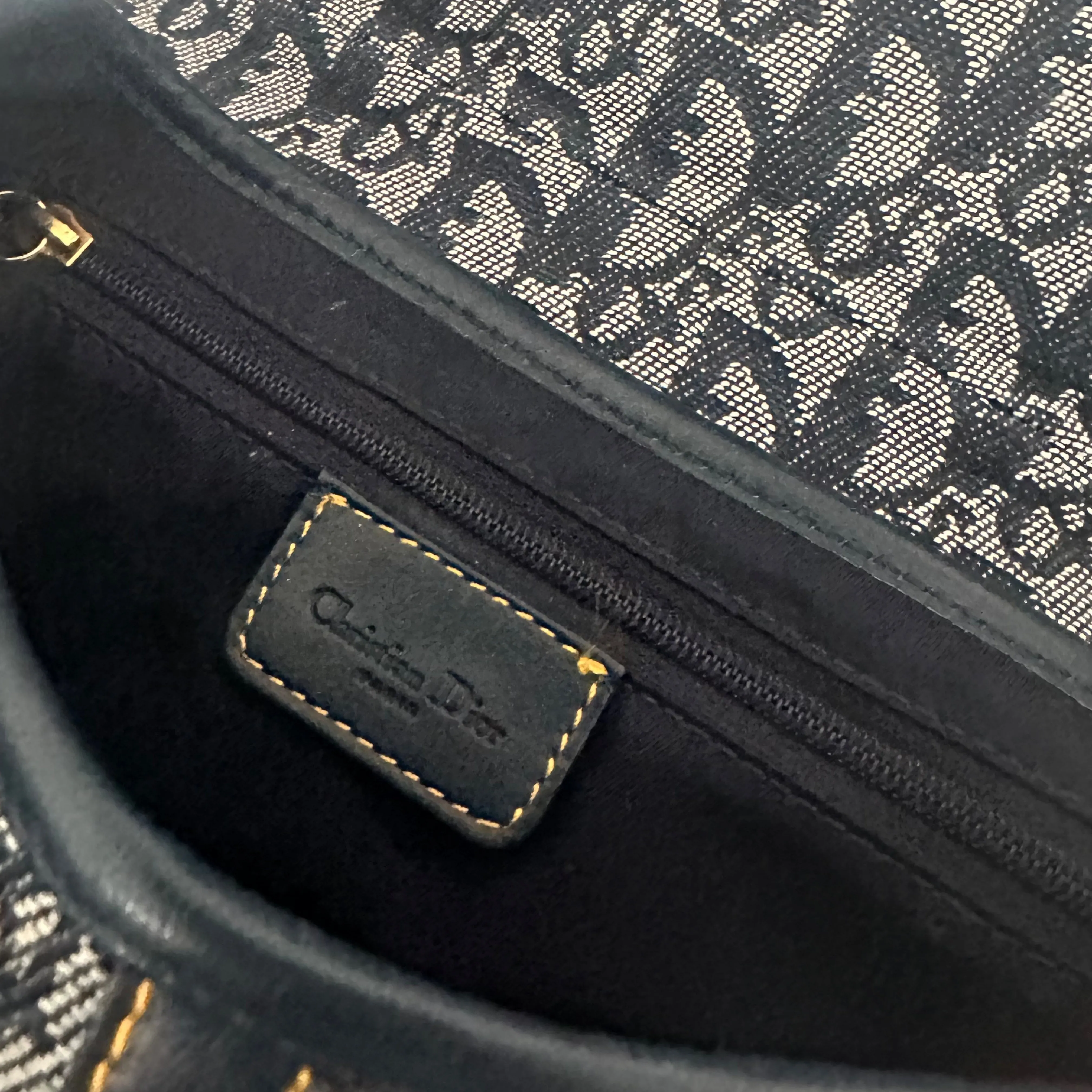 Dior Navy Logo Saddle Bag