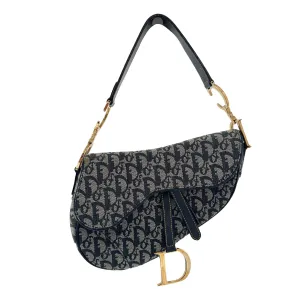 Dior Navy Logo Saddle Bag