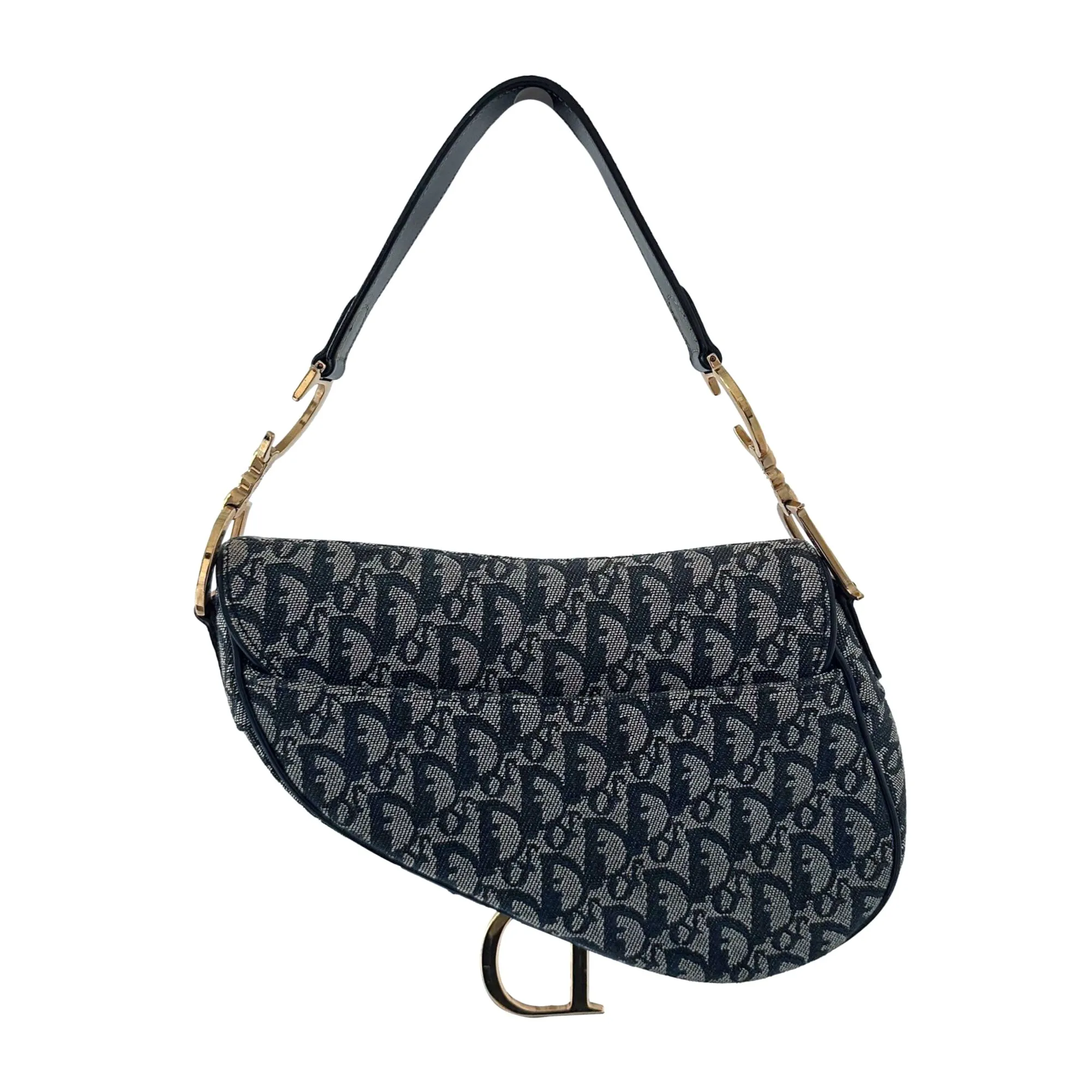 Dior Navy Logo Saddle Bag