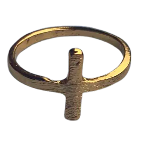 Dios mío Gold Sideways Cross Ring