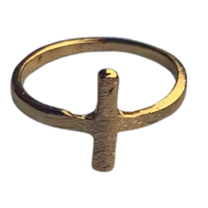 Dios mío Gold Sideways Cross Ring