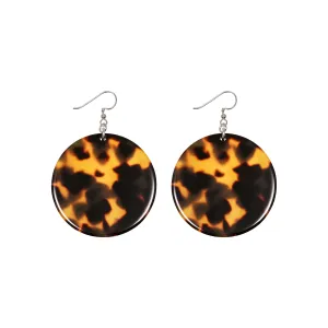 Disc Medium Dark Tortoiseshell Hook Earrings