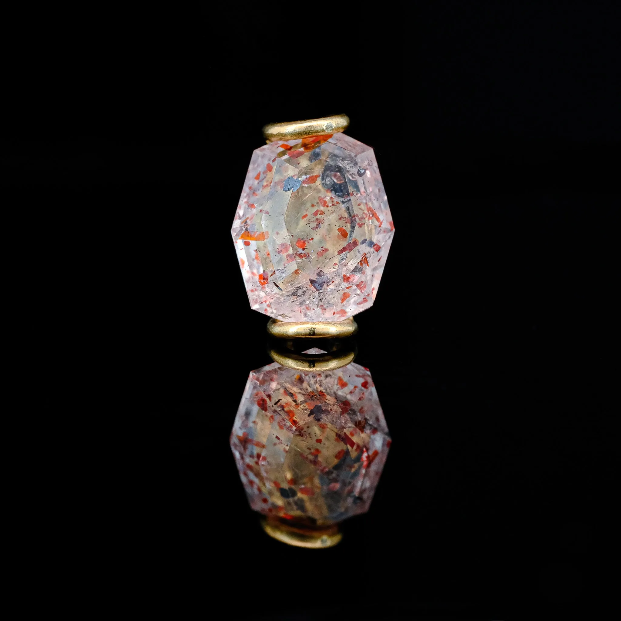 Disco Fire Quartz in 18kt Yellow Gold - 14ga Threaded end