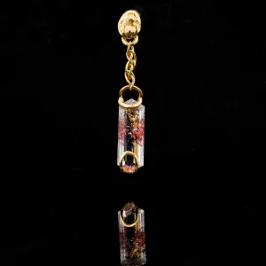 Disco Fire Quartz with chain - 14ga Threaded end - 18kt Yellow Gold