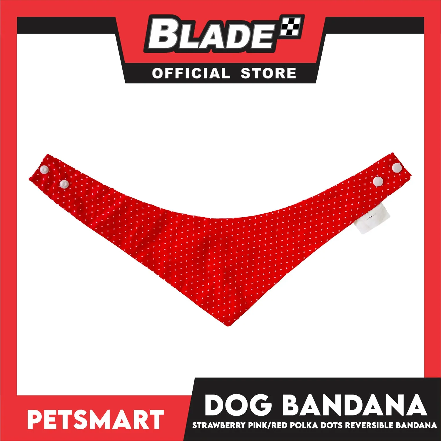 Dog Bandana, Strawberry Design, Pink with Red Polka Dots Reversible Bandana DB-CTN41XL (XL) Soft and Comfortable Pet Bandana
