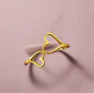 Double Hollow Heart Ring