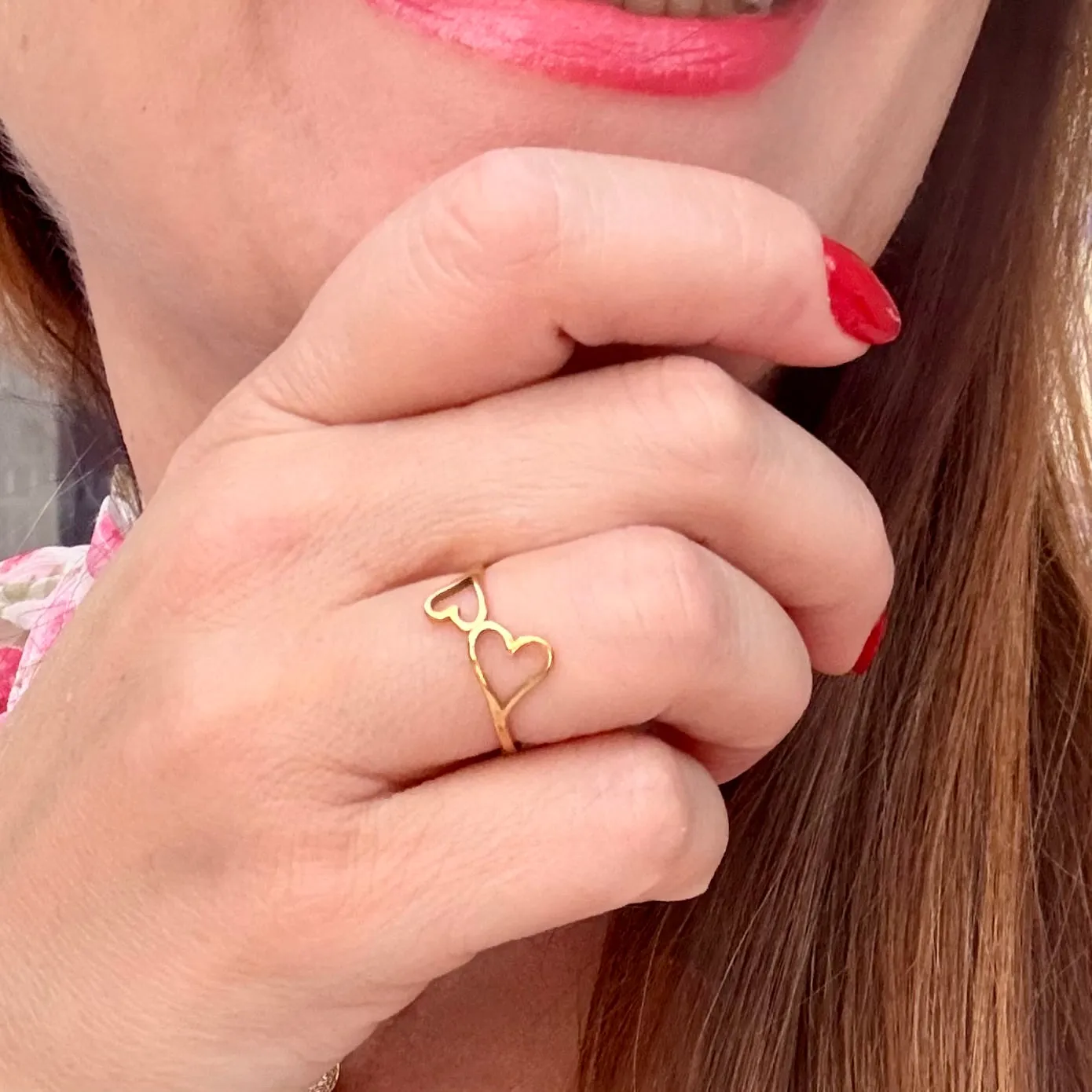 Double Hollow Heart Ring