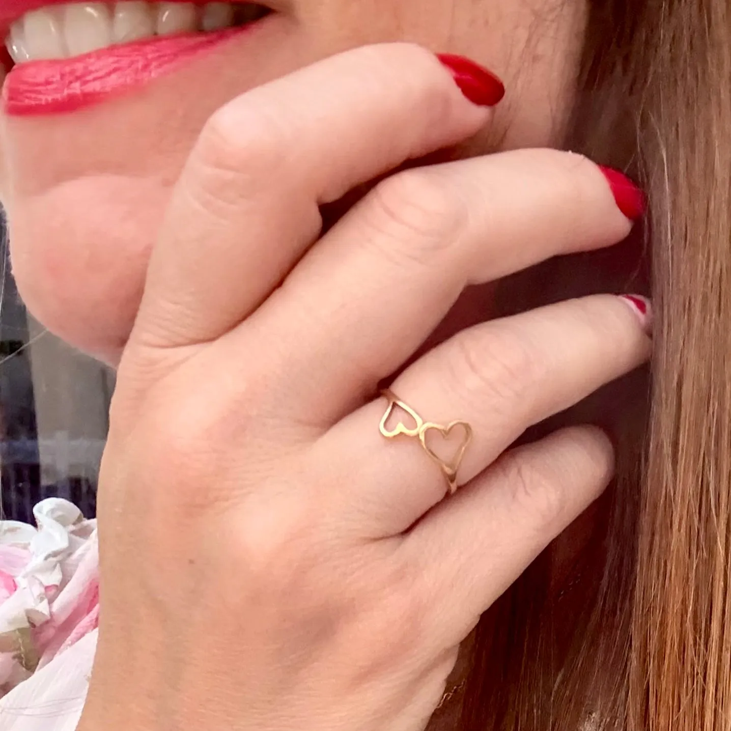 Double Hollow Heart Ring