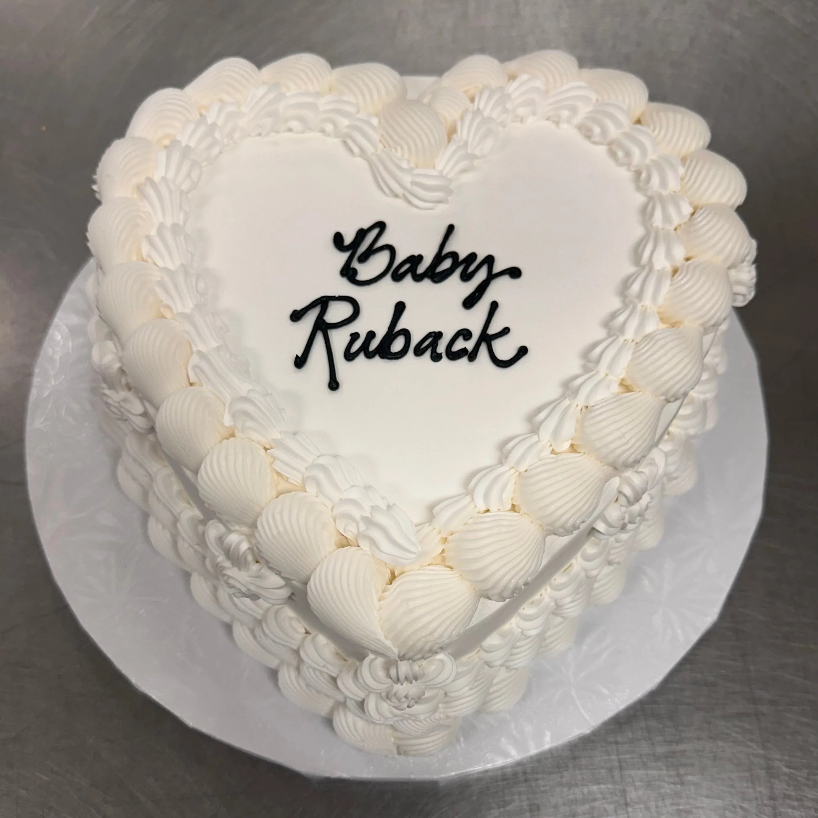 Double Layer 9" Heart Shaped Cake "Elegant White"