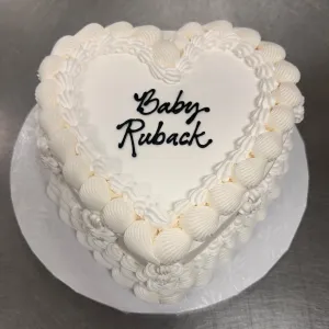 Double Layer 9" Heart Shaped Cake "Elegant White"