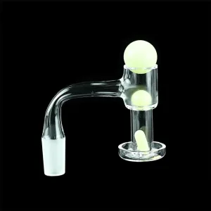 Dragon Glass Quartz Banger With Terp Slurper Vacuum With 3 Solid Color Terp Pearls & Frosted Joint - 90 Degree Angle [DQF-013]