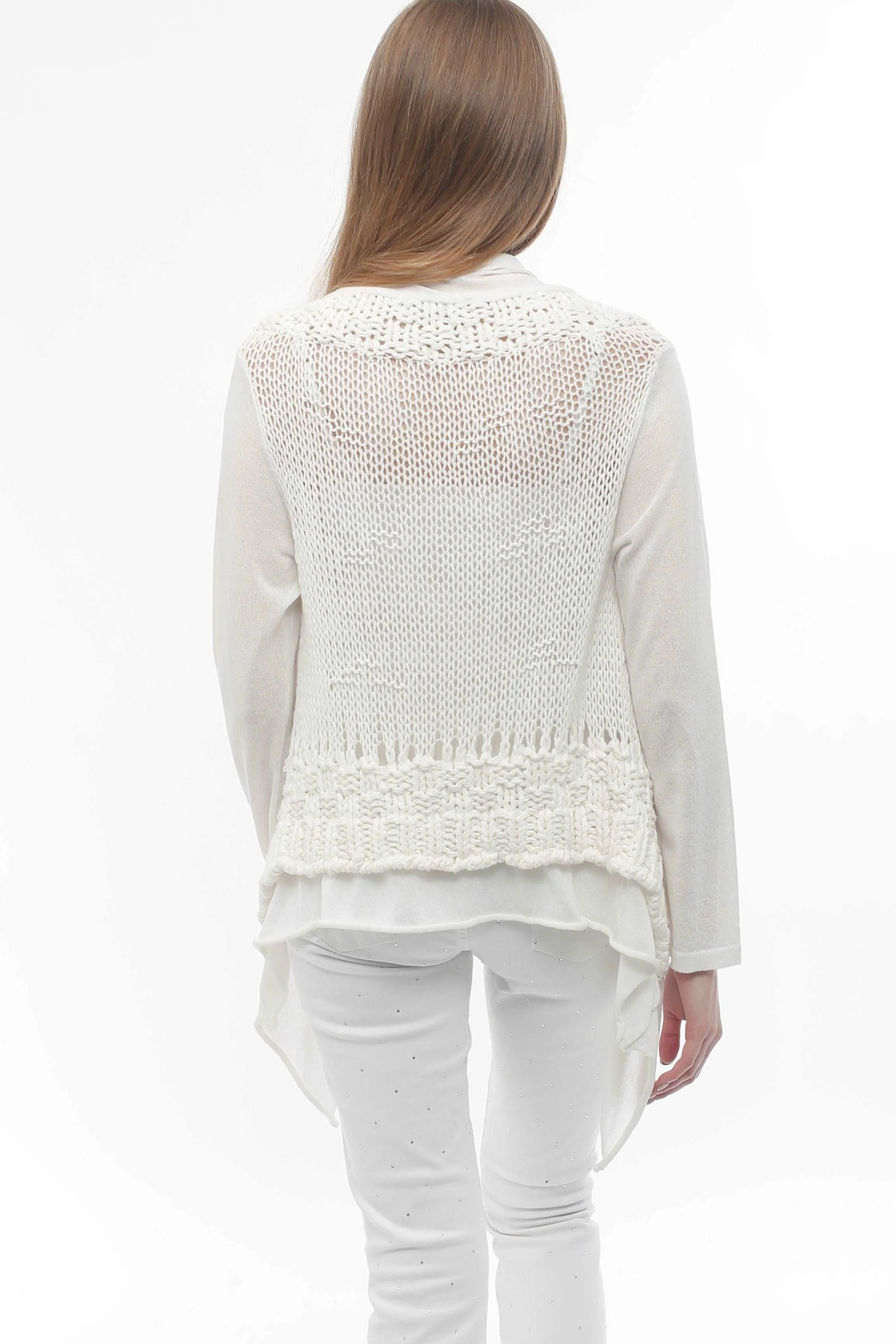 Drape Front Cardi with Tape Yarn